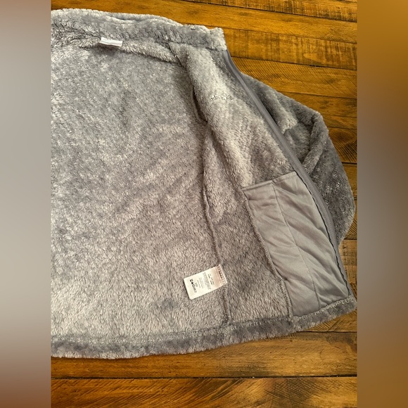 Columbia Textured Fleece Light Blue Gray Zip Front Jacket Size Small SUPER SOFT - Picture 8 of 9
